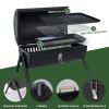 Table Top Grill Charcoal with Smoker, Double Side Use Small Charcoal Grill Portable with Grate and Fry Pan for Outdoor Camping BBQ