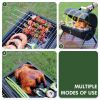 Table Top Grill Charcoal with Smoker, Double Side Use Small Charcoal Grill Portable with Grate and Fry Pan for Outdoor Camping BBQ